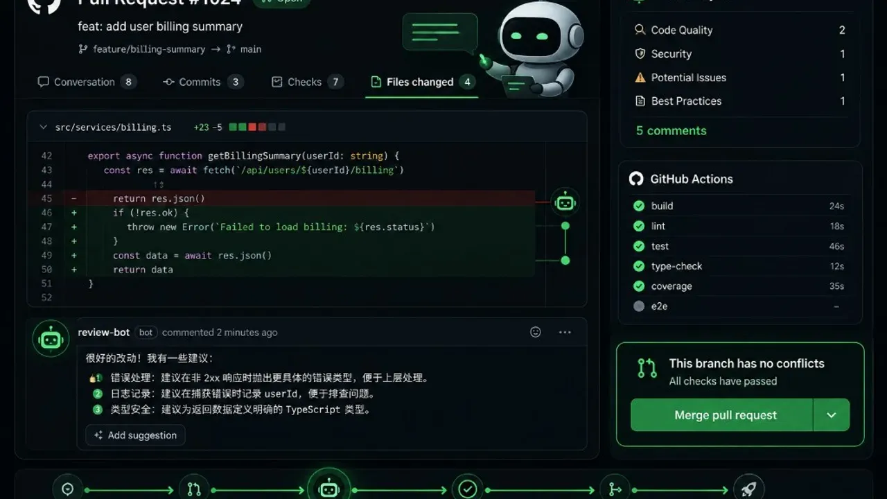 GitHub 仓库怎么给 PR 加上自动 Review